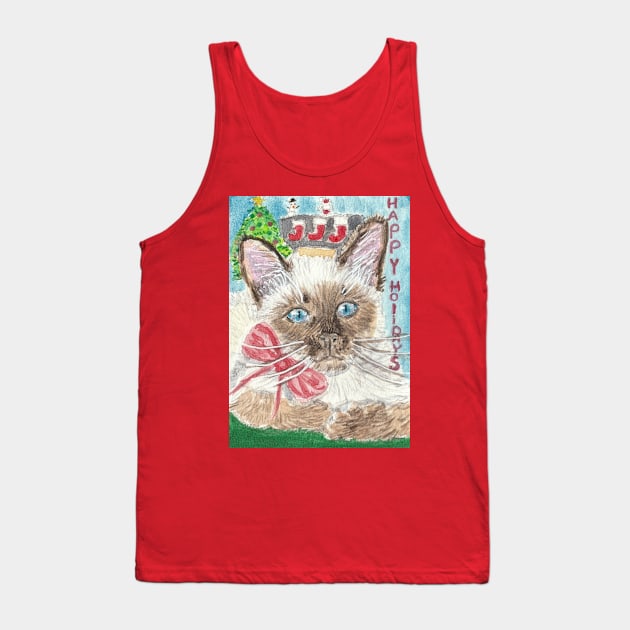 Siamese kitten cat holiday Christmas Tank Top by SamsArtworks